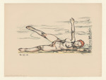 Liegender Akt mit erhobenem Arm und Bein