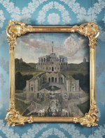 Idealansicht: Oktogon mit Herkules und Grotte des Pan