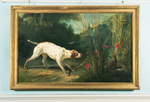 Vorstehhund mit Rebhuhnpärchen
