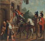 Don Quijote durch die Falschheit der Maritorne an ein Fenster gefesselt
Aus einer Serie zum Roman 