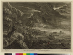 Stürmische Küstenlandschaft mit Stadt und Paar im Vordergrund