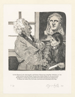 In dem Moment da der Alte begreift, welch kleines Meisterwerk männlicher Schönheit vor ihm steht, berühren sich ihre Hände, Blatt 4 der Folge "Tod in Weimar", (Novelle S. 6)