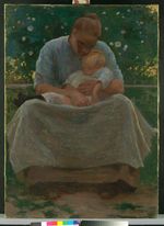 Mutter und Kind, Studie zum Bild "Abend - Mutterglück" in Zwickau