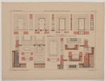 Studienblatt mit Tür- und Fensteranlagen sowie Kellermauern, Aufriß, Schnitt