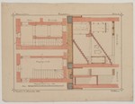 Studienblatt eines Treppenhauses, Grundriß, Schnitt