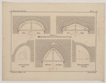 Studienblatt mit Mauerverbänden bei verschiedenen Bogenformen, Aufriß, Konstruktionszeichnung