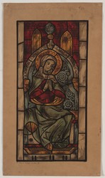 Karlsruhe, Badisches Landesmuseum, Glasgemälde mit der "Thronenden Madonna"
