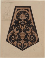 Studienblatt mit einem Ornament auf fünfeckigem Grund