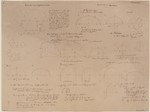 Akademiezeichnung zur Mauertechnik, Umrißzeichnungen, perspektivische Ansicht (recto); verschiedene Skizzen, u. a. Dachstühle, Gebälk (verso)