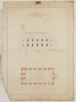 Volkmarsen, ev. Kirche, Ausführungsentwurf zur Seitenfassade, Grund-und Aufriß