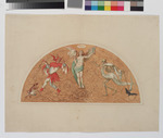 Kassel, Gemäldegalerie (Neue Galerie), Entuwrf der Lünette für Hans Holbein d. J. mit Personifikation der Wahrheit mit Spiegel und Stundenglas, fliehendem Narr und Tod