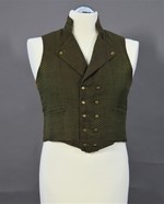 kurze, braune Herrenweste mit grün-rosa Dekor