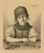 Mädchen mit Blumen, Karolinchen Schramhauser aus Gmund, Brustbild en face (Stoll 111)