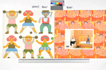 Kinderzimmertapete: Akrobaten, Gewichtheber, Ballerina und Clown