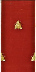 Weltausstellung 1855 Stand Desfossé: Velourstapete mit bekröntem N und goldenen Bienen auf rotem Velours (Endstück)