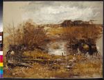 Teich mit Weidengebüsch