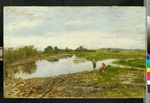 Teich bei Dachau mit drei Figuren