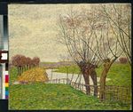 Herbstliche Flachlandschaft mit Weiden und Teich