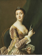 Eine Dame mit einer Maske in der Hand
