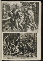 15. | Susanna im Bade. / Simson und Delila; unten: qui facer herculeo –– reverentia cessit. | Francisc. Pourbus inv. R. Sadler exc. 1582. / Jod. à Winghe inv. R. Sadeler exc. 1589.