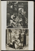 16. | Eine Geburt Christi ... peperit filium [...] / Eine sitzende Frauensperson ... vigilat. Cant. 3. | Jodoc. a Winghe inv. R. Sadeler fec. / Joan. Sadeler excudit.