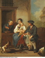 Junge Familie zu Besuch bei der Mutter