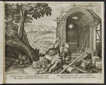 Der Hl. Marinus als Eremit und Steinmetz in einer Landschaft