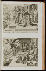 96 | 9 / 10 | Tobie arrive vers ... cum angelo etc. / Raphael se declare ... ab eis etc.