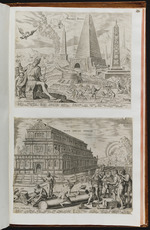 186 | les Pÿramides d’Egÿpte; il y a 4 vers: Ardua Pyramidum –– confinia Memphis. / le Temple de Diane à Ephése; il y a 4 vers: Struxit Amazonia –– imota fragore.