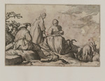 Rastende Hirten in einer Berglandschaft