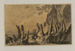 Küstenlandschaft mit Holzpfählen