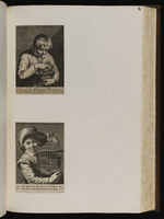 64. | Ein lachender Knabe mit einem ausgehobenen Vogelsneste; ... / Ein Knabe mit einem Vogelbauer ... | Bloemaert inv. C. Visscher exc.