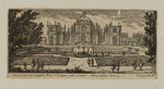 Schloss mit Springbrunnen und Broderien davor