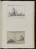 86.87. | Quatre pieçes des vaisseaux sur mer avec leurs noms renvoyés / au bas par lettres alphabétiques.