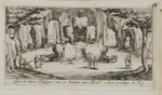 Landschaft mit Felsen, Springbrunnen und mehreren Personen