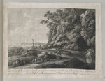 Berglandschaft mit Reisenden und Wegkreuz