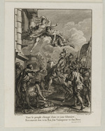 Der Einzug Heinrichs IV. in Paris, über ihm schweben die Personifikation des Glaubens und Ludwig IX.