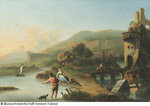Flusslandschaft mit Staffage