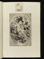 10. | Une petite Figure de Femme, qui donne à boire à un aigle / L’Assemblée des Dieux, en Plafond, dans une bordure ovale | ,, ––– ,, ––– ,, / Luc. Vorstermann jun. sc. / Fanc. van den Wyngaerde exc.