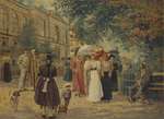 Spaziergänger vor der Kasseler Gemäldegalerie an der Schönen Aussicht