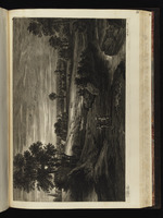 Landschaft mit Bauernpaar und Hund im Vordergrund