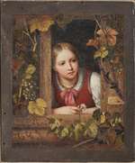 Mädchen in weinumrankten Fenster, Studie