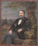 Sitzender Herr auf einer Steinbank, Studie