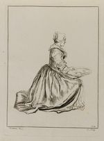 Sitzende Savoyardin mit Schüssel, im Profil nach rechts