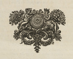 Vignette mit Bacchus und Ceres, die sich über einem Medaillon die Hände reichen