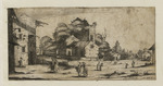 Dorfszene mit Kirchenruine