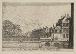 Ansicht des Fontänenhofes und des Gartens am Teich