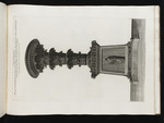 Kandelaber mit Akanthusblättern und Relief einer Statue, Frontansicht