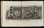 Medaillon mit Hero und Leander, Bildfeld mit Herakles und Omphale und ein weiteres Medaillon mit Pan und Syrinx