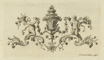 Vignette mit Vase, Arabesken und Putti mit Füllhörnern